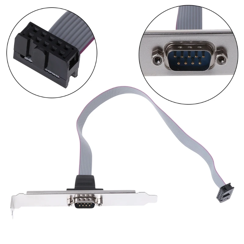

Serial 9 pin DB9 RS232 Motherboard Com Port Ribbon Cable Connector Bracket New Drop Shipping