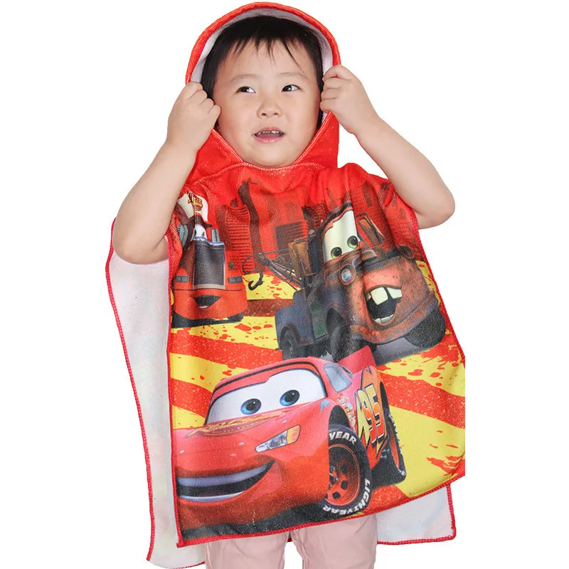 Disney Children's Cartoon Spiderman Frozen Elsa Anna McQueen bath towel baby boy girl beach towel cloak kids gift 50X100cm