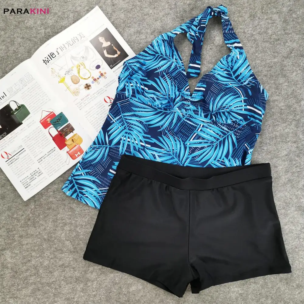 

PARAKINI Sexy Bikini Plus Size Swimwear Women Swimsuit 2020 Tankini Set High Waist Push Up Two Pieces Bathing Suit Shorts Beach