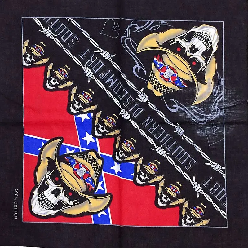 New Design Fashion Hip Hop 100% Cotton Skull Bandana Square Scarf Headband Gifts For Women/Men/Boys/Girls High Quality 