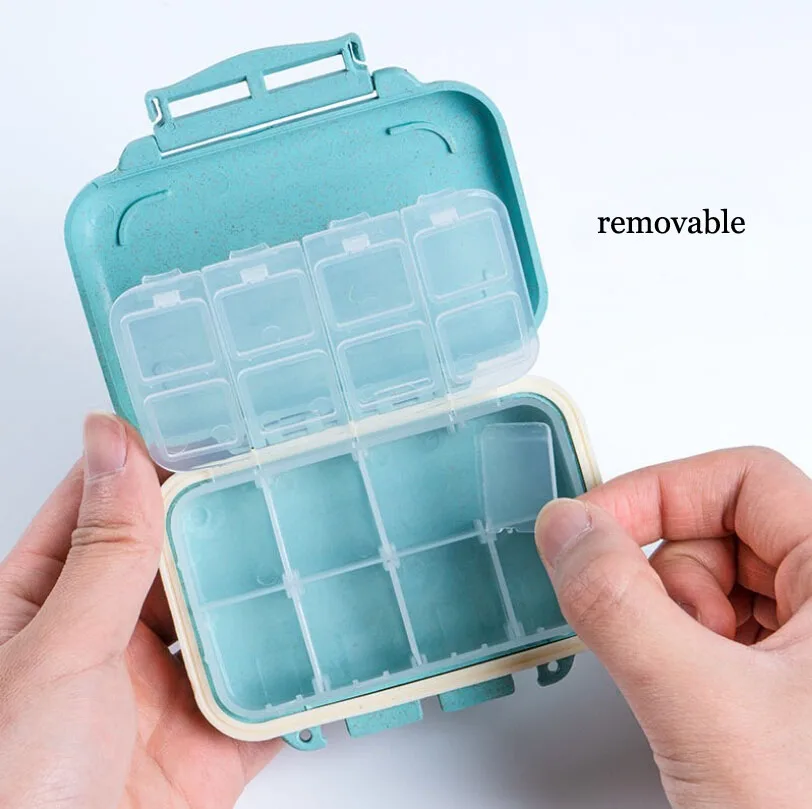 

8-layer Double-Sealed Wheat Pill Box Portable Sub-Packaged Medicine Storage Box Eco-Friendly Container Drug Travel Case Holder