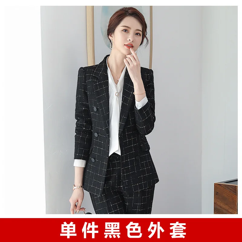 jacket Осень женский модный деловой офисный маленький костюм с длинным рукавом Клетчатый костюм женский повседневный уличный костюм куртка 998 - Цвет: jacket