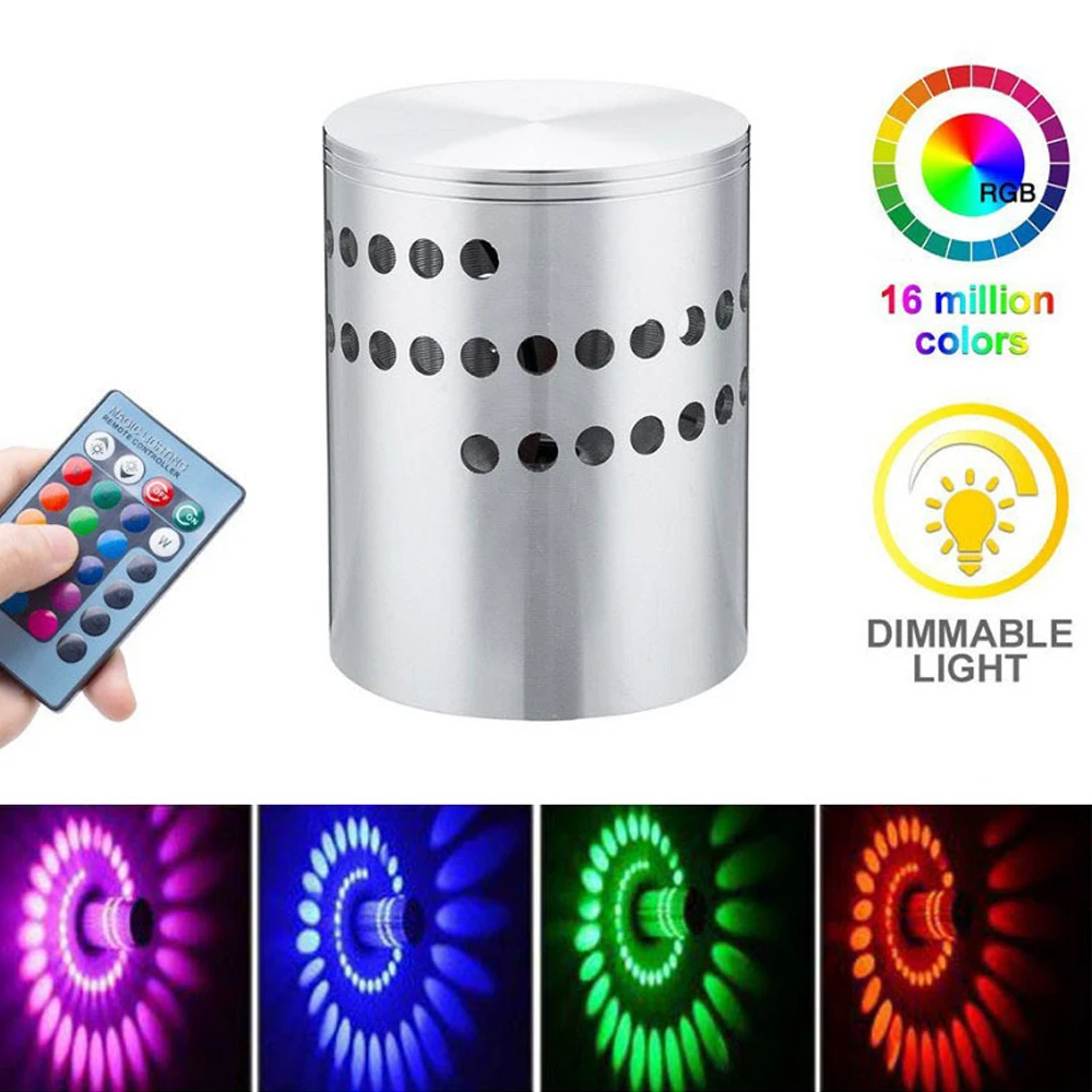 Светодиодный настенный RGB светильник с отверстиями на спирали и пультом