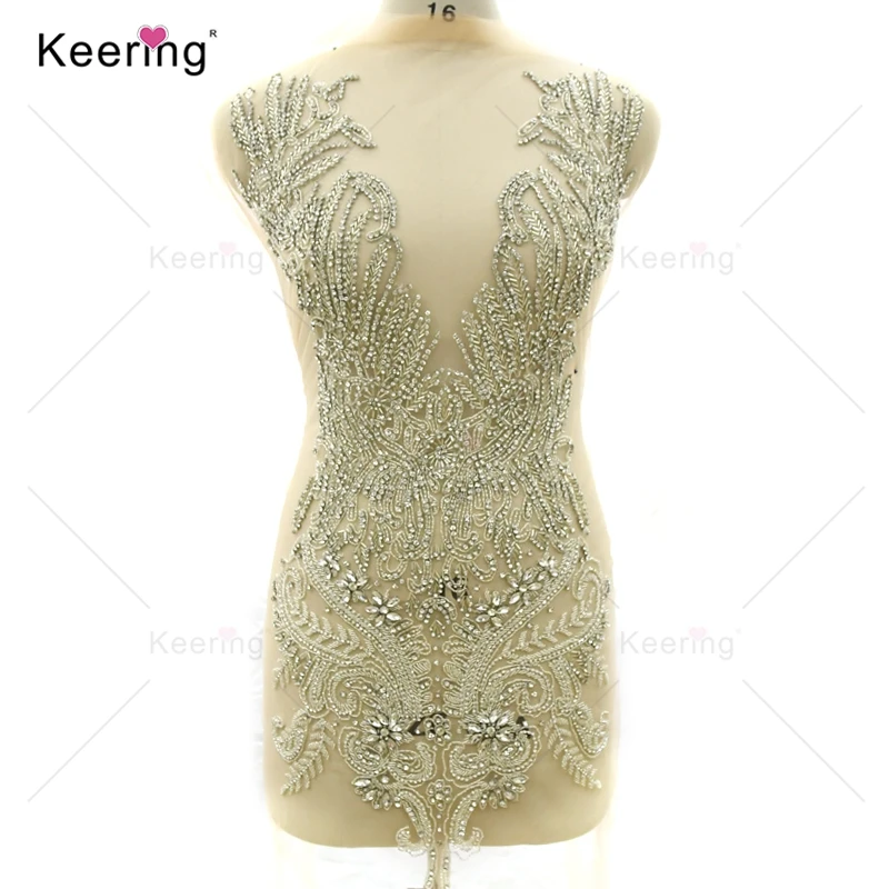 

Аппликация со стразами для вечернего платья, тяжелая серебряная нашивка, сексуальный дизайн, узоры аппликаций на свадебном лифе, WDP-358