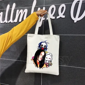 

Billie Eilish Women Female Foldable Canvas Shoulder Bag Canvas Tote Eco Shopping Bag Canvas Tote Bag Casual HandBag Daily Use