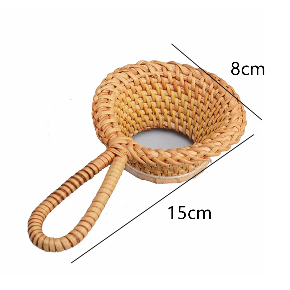 Office Tools Practical Rattan Filter Fine Mesh Long Handle Hanging Kitchen Accessories Drinking Hand Woven Tea Strainer Infuser