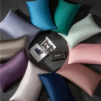 

Silkly Soft Mulberry Plain Pillowcase Cover Washed Silk Square Pillow Cover Easy To Wash Standard Queen King Multicolor
