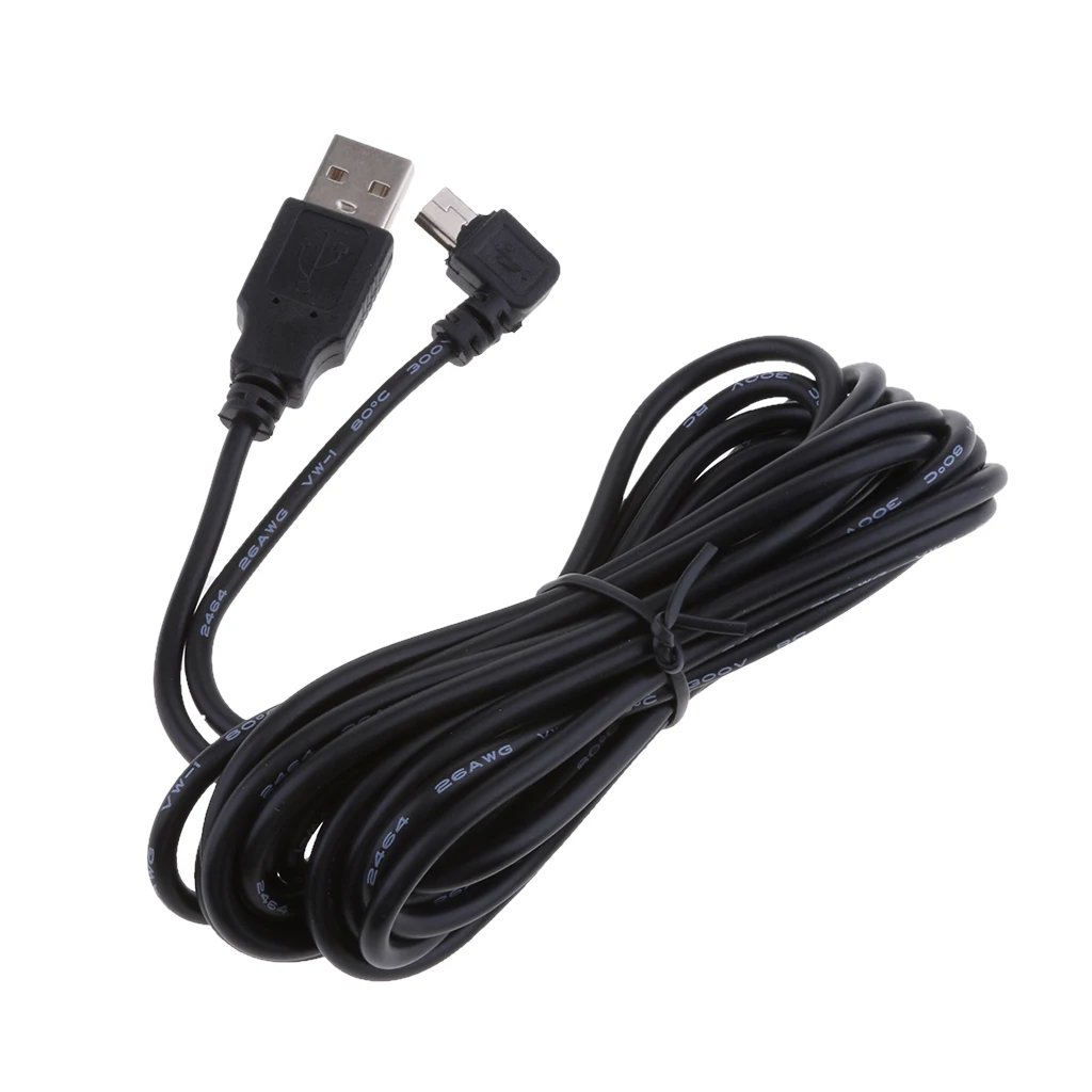 Universal 5V 2A Mini USB Chargers Cable 90 Degrees Right Head DVR GPS Charging Cables Easy Use