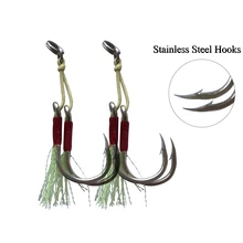 Atsium Angler Hooks High Carbon Stainless Steel Skirts Hooks Fishing Cast Jigs Assist Barbed Jig Hooks Lead Saltwater Lure Hook