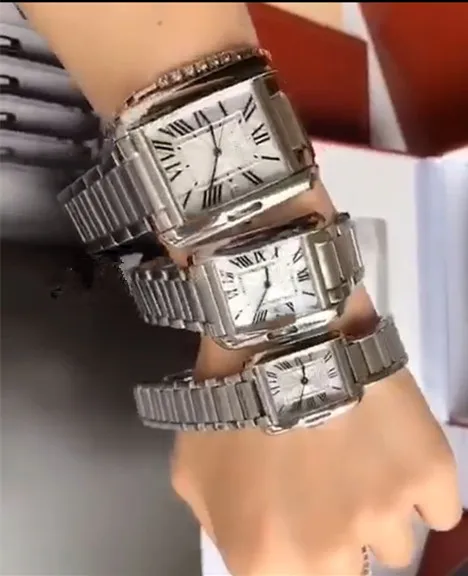 

Three size 316L stainless steel Sapphire watch tank chain link rose date clock blue dial famous brand lover women men watch
