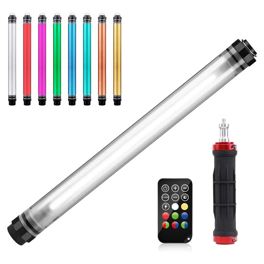 LUXCEO P7RGB Waterproof Light Stick Handheld LED Video Light 8 Emitting Colors 4 Scene Lighting Effects CRI≥95 & Remote Control