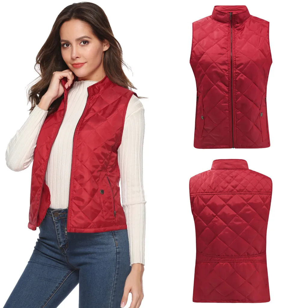 Jaycosin 2019 Winter Warm Casual Leisure Waistcoat Coat Women Thick Solid Color Jackets Comfortable Sleeveless Jacket Coat 31#4