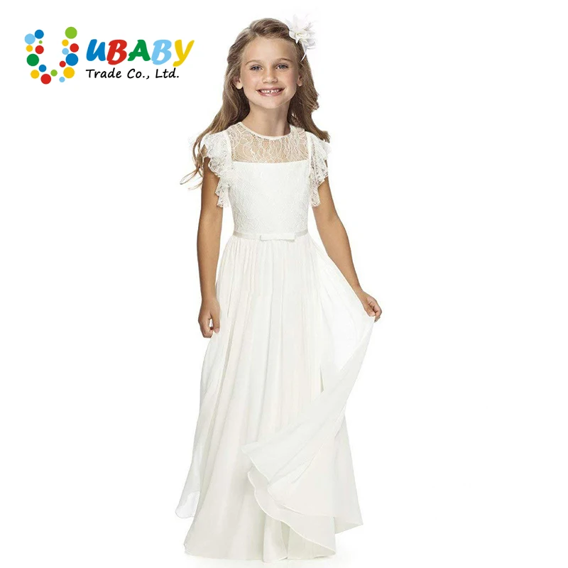 

Fashion Girl Cotton Princess Dress Summer Children's Wedding Clothing Girls Chiffon All White Beach Dresses Party Kids Clothes