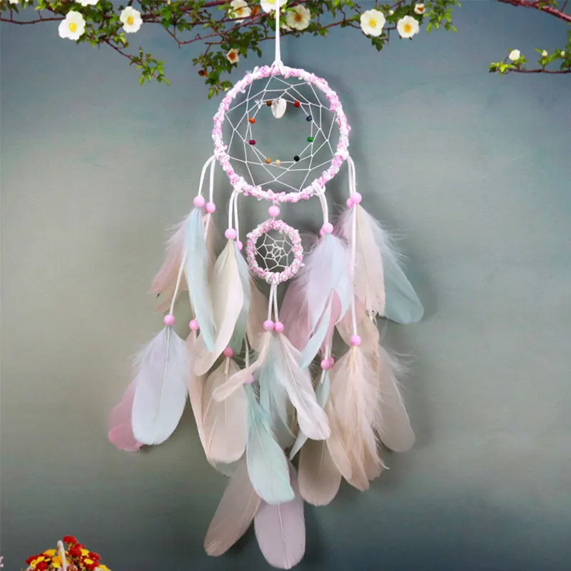 

Wall Hanging Dream catcher Handmade Feather Weaving Dream Catcher Braided Wind Chimes Art for Home Decoration Gift