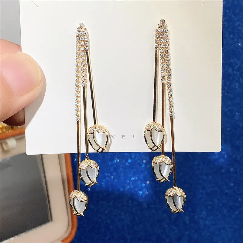 Waliicorners Tassel Dangle Earrings for Women Flower Design with Simulated Moonstone Graceful Female Ear Accessories New 7 H3f5f7979fc74430d98d9a5bd43c2be8c8