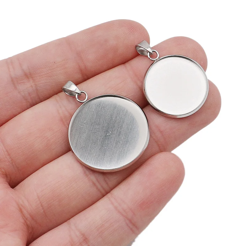 10pcs/lot stainless steel blank Cabochon Base Setting Charms Pendant fit 6 8 10 12 14 16 18 20 25 30mm  jewelry making supplies