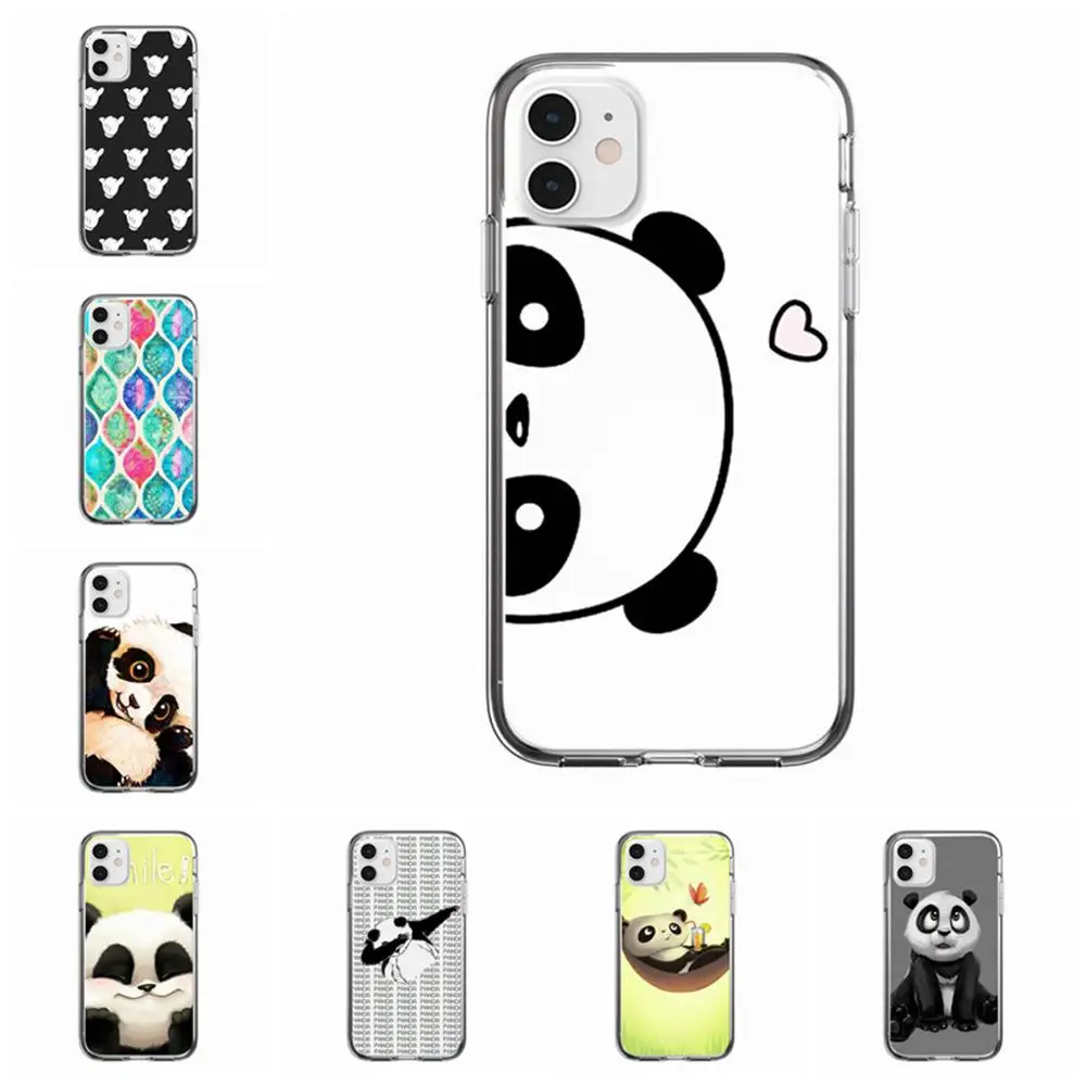 MLCRIYG Soft Phone Case For iPhone 6 6S 7 8Plus X SE 2020 TPU Colorful Cute Panda Peacock Pattern Fundas Q033 |