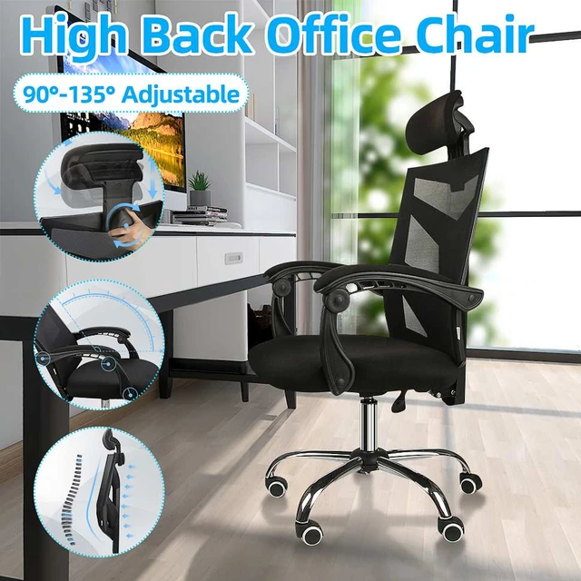 VANSPACE Ergonomic Mesh Office Chair High Back Computer Chair Desk Chair  Home Mesh Task Chair with Thick Cushion Padded Headrest _ - AliExpress  Mobile