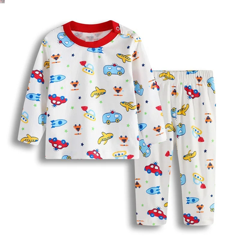 Infant Bebe Pyjamas Newborn Boys Girls Sleepwear Cartoon Pajamas Suits Baby Nightwear Cotton Pants Long Sleeve Tee Clothing Sets - Цвет: 7