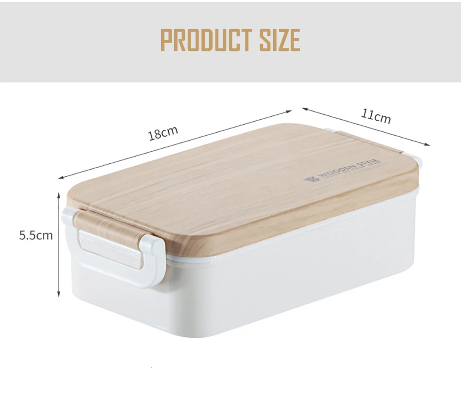 Микроволновая печь простой короткий Ланч-бокс с деревянной краской пластиковый портативный пищевой контейнер с бесплатной палочки для суши-бокс