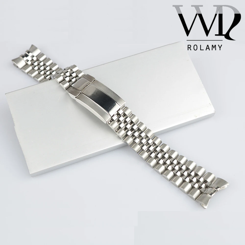 Rolamy 20mm 316L Steel Replacement Wrist Watch Band Strap Bracelet Jubilee With Oyster Clasp For Rolex GMT Master II | Наручные часы