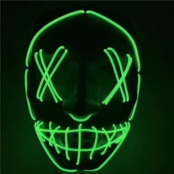 

New LED Neon Mask Halloween Party Masque Masquerade Masks Light Glow In The Dark Mascara Horror Glowing Masker Purge