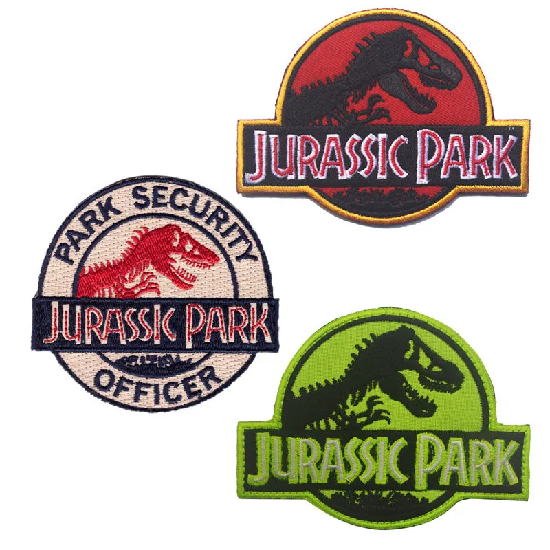 

3D Embroidered Dinosaur Park Patch Sewing Stickers Patches For Clothes Velcro Patches Movies Anime Parches 10*8cm
