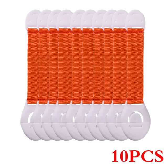 10pcs/Lot Drawer Door Cabinet Cupboard Toilet Safety Locks Baby Kids Safety Care Plastic Locks Straps Infant Baby Protection Orange