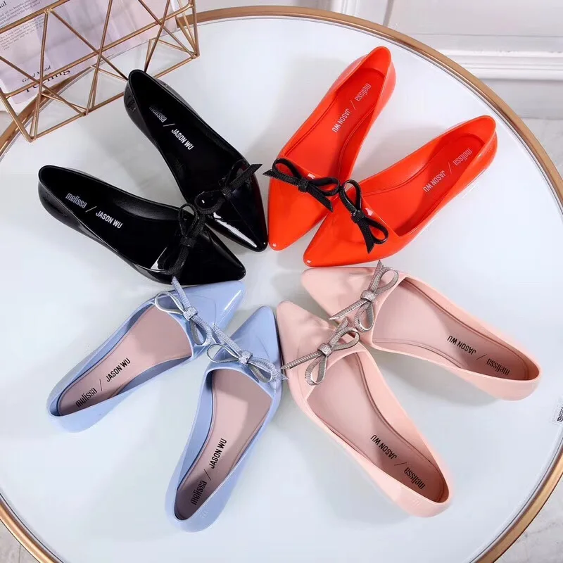 Женские сандалии желе на плоской подошве с бантиком|Боссоножки и сандалии| |