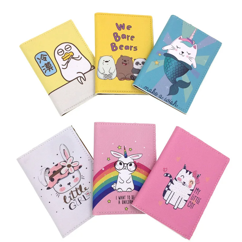 

High Definition Color Printing Bear, Mermaid, Unicorn, Cat passport cover Travel card bag passport holder documents case