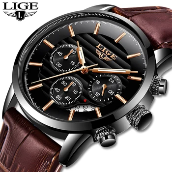 

2020 New LIGE Busines Watch Men Fashion Sport Quartz Clock Mens Watches Brand Luxury Leather Waterproof Chronograph Reloj Hombre
