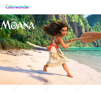 

Moana Backdrop Tropical Sandbeach Birthday Banner Party Theme Baby Shower Photography Background For Photo Studio 7x5FT Vinyl