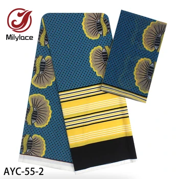 

African Printing Satin Silk Fabric 4 Yards+digital Printing Chiffon Fabric 2 Yards Wax Printing Fabric for Clothes AYC-55
