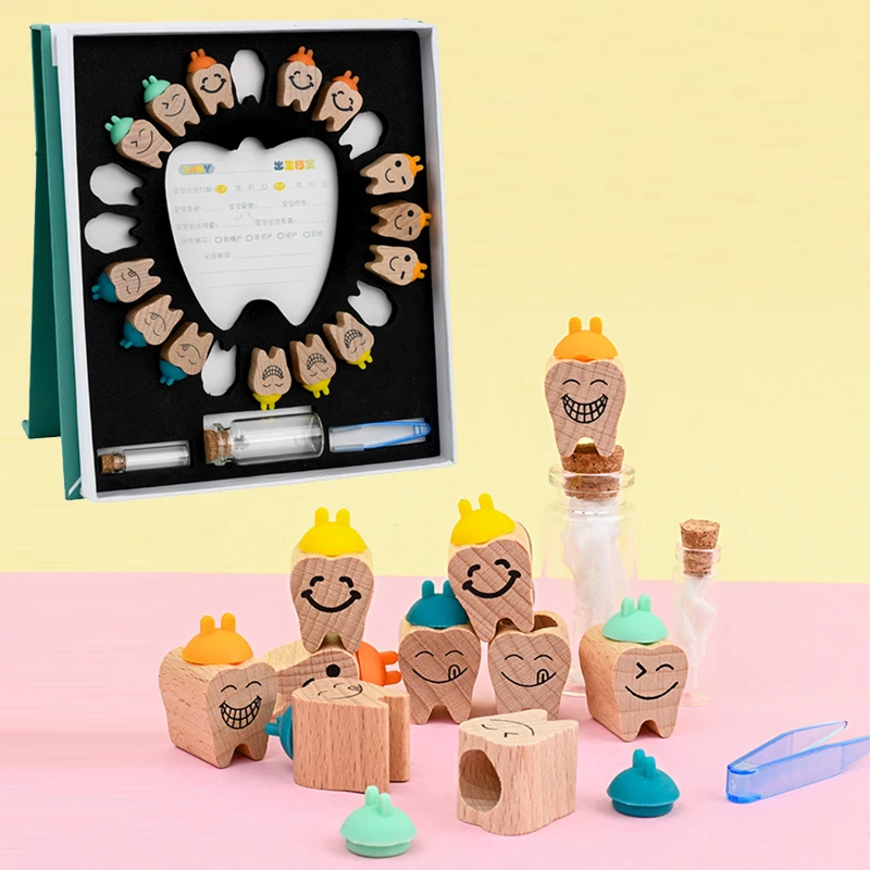 Caja de madera para dientes de bebé, organizador para dientes de leche, colección de almacenamiento de recuerdo para niño y niña, regalos bonitos para chico
