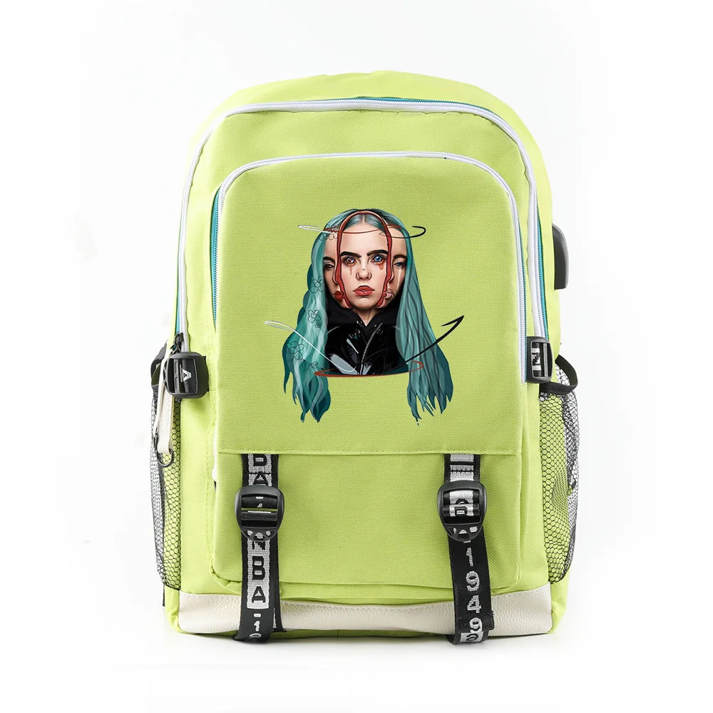 billie eilish школьный ранец на молнии с зарядкой через USB рюкзак в стиле хип-хоп, рюкзак для путешествий,, рюкзак для ноутбука, посылка, рюкзак mochila - Цвет: 18