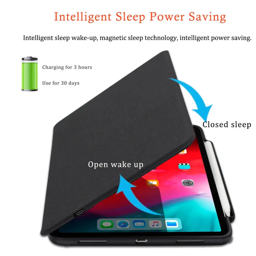 Tablet Case for iPad 10.2 2019 Bluetooth Keyboard with Pencil Holder Flip Smart Cover for iPad 7 7t