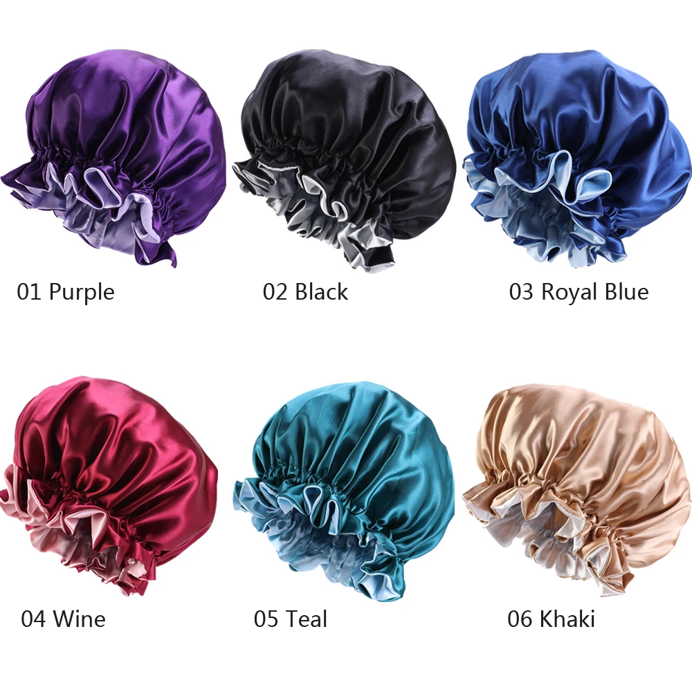 Natural 19 Momme Satin Silk Night Cap Hair Bonnet Sleeping Silk Sleep Hat for Women Hair Care