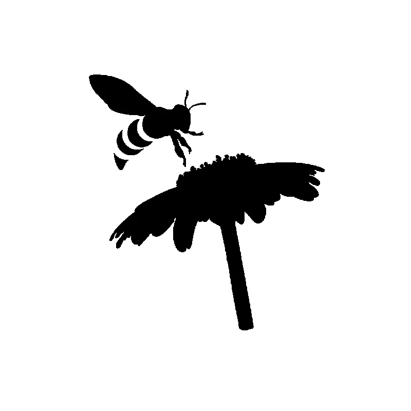 

DAWASARU Dazzling Honey Bee Get Flowers Sweet Caricature Interesting Vinyl Decal Car Sticker Black/Silver for Pajero 15CM*16CM