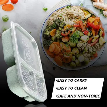 

Portable Food Grade Wheat Straw Meal Box Microwave Container Storage Dinnerware Foodbox Food E0L5