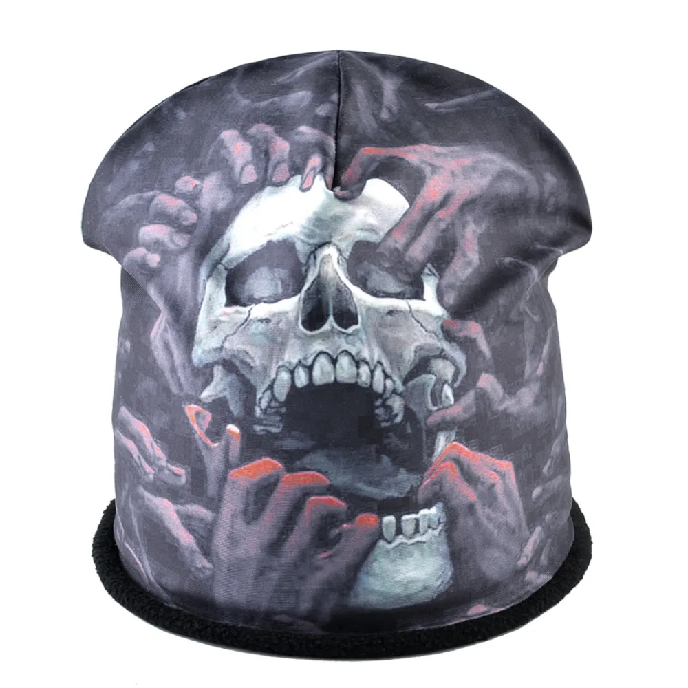 Fashion Skullies Beanies Men Winter Warm Hats For Women Streetwear Skull Pattern Beanies Unisex Hip Hop Bonnet 3D Print Hats