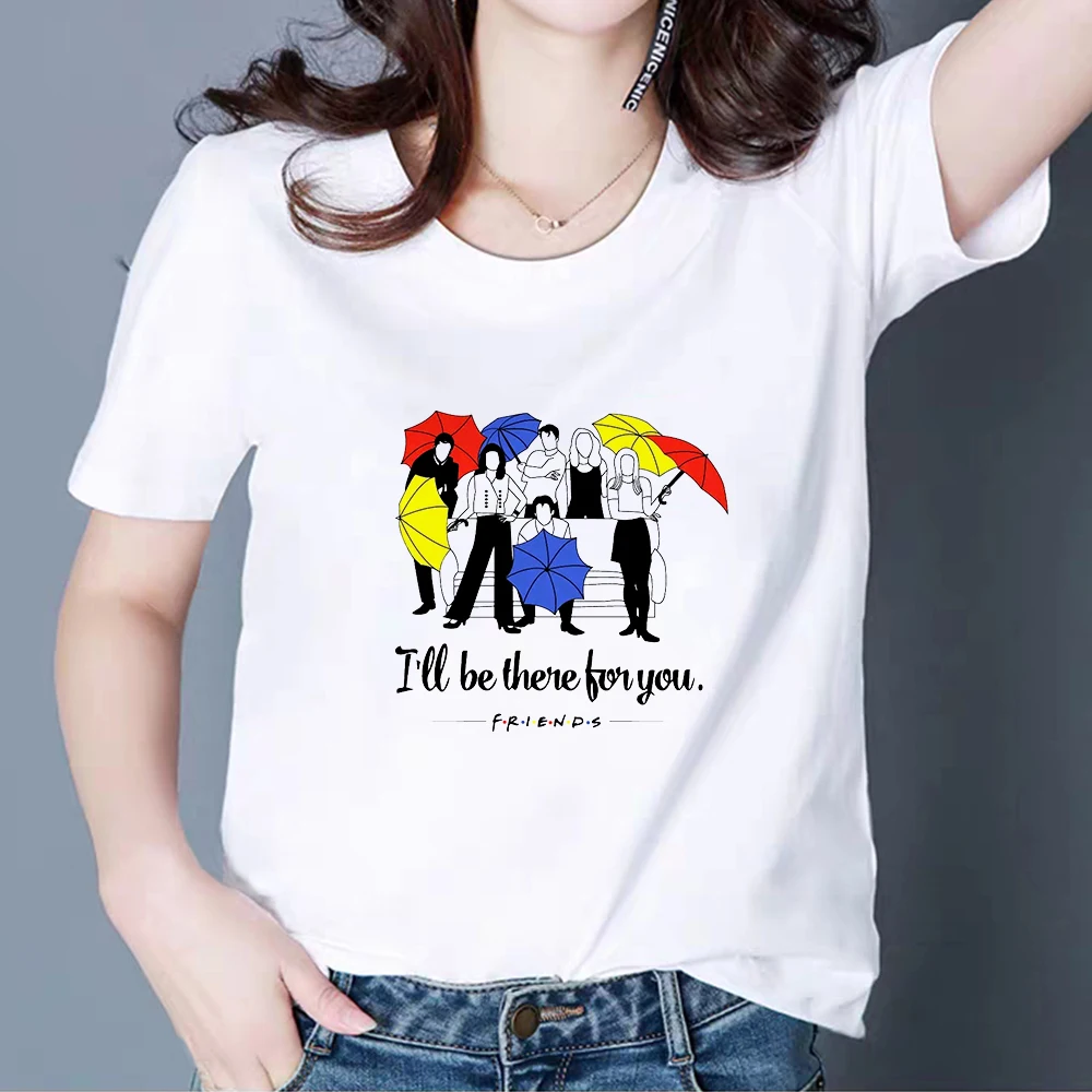 Летняя Винтажная Футболка с принтом друзей простая универсальная свободная