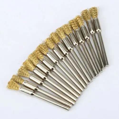 30pc Rotary Wire Brass Brush Drill Attachment Polishing Cup Wheel Set 5mm Tool