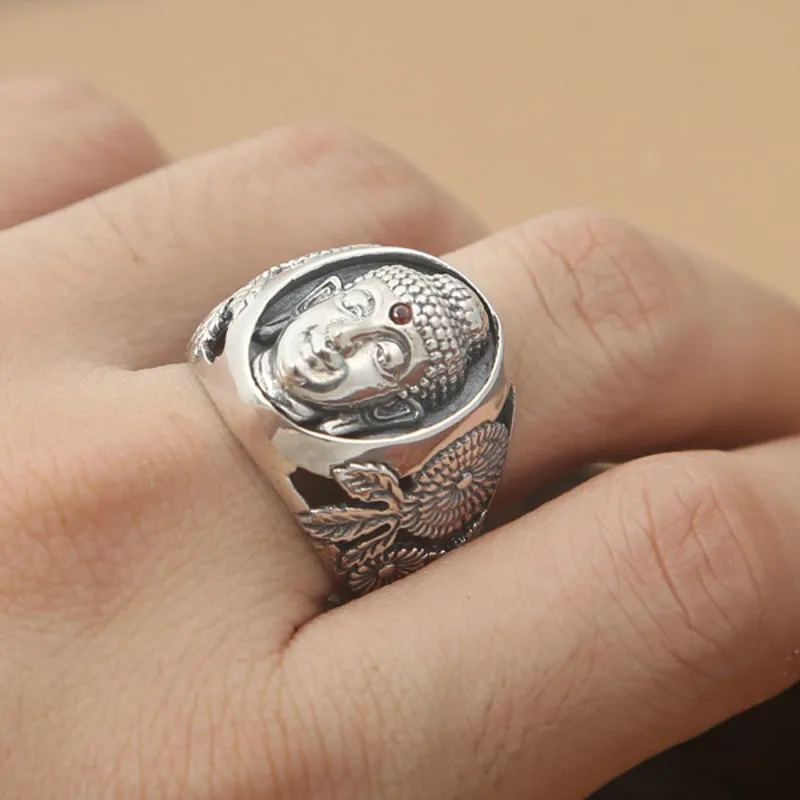 Face 925 silver ring – White Lion Jewels
