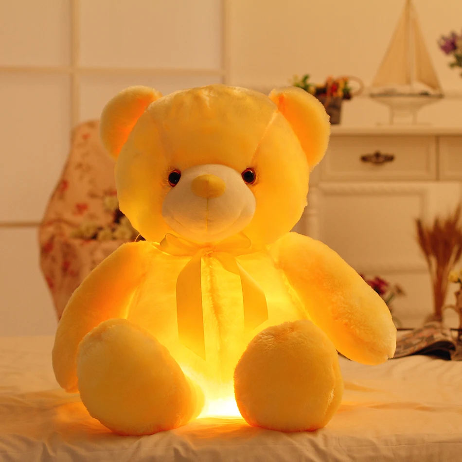 50cm Creative Light Up LED Teddy Bear Stuffed Animals Plush Toy Colorful Glowing   Christmas Gift for Kids Pillow - Image 5