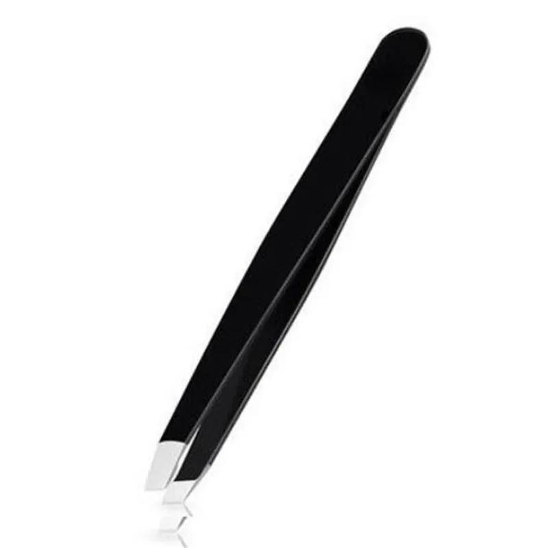 Hair Removal Tweezers Stainless Steel Eyebrow Tweezers Pink Slanted Black Tip Point Face Harmless Makeup Beauty Tool 6