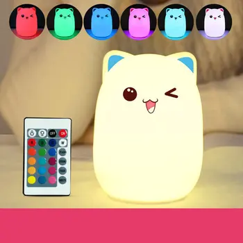 

Cute Shape Patted Silicone Night Light Lovely LED Lamp Christmas Gift for Baby Kids Room Multicolor Touch Nightlight
