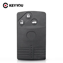 KEYYOU wymiana inteligentny karty obudowa pilota z kluczykiem samochodowym 2/3/4 przyciski Uncut wkładki ostrze Fob dla Mazda 5 6 CX-7 CX-9 RX8 Miata MX5