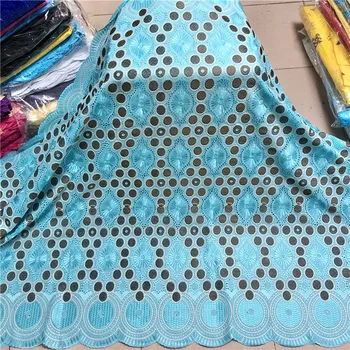 

5 yard Swiss lace fabric 2020 latest heavy beaded embroidery African cotton fabrics Swiss voile lace popular Dubai style PL09214