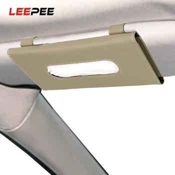 

LEEPEE PU Leather Universal Car Tissue Box Seat Back Armrest Sun Visor Napkin Holder Car Styling Interior Accessories