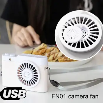 

3 Speed with Flashlight Function Camera Shape Hanging Neck Fan Creative Portable Fan Travel Mini Camera Fan Gift Cooling